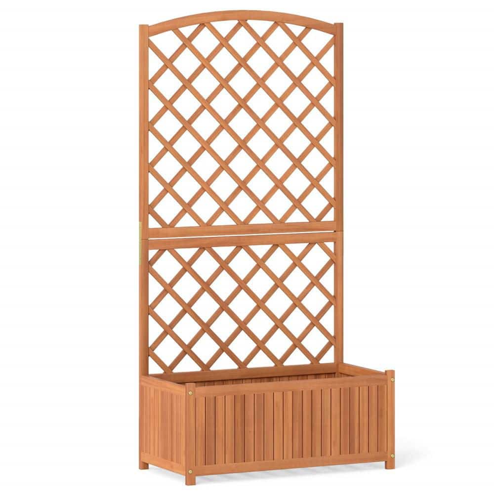 "1 PCS 63"" Wood Planter Container with Diamond Trellis, Planter Box, Slat Base for Plants" price history on PriceWatchPro