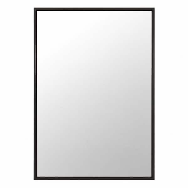36 in. H x 24 in. W Matte Black Rectangular Aluminum-Framed Wall Mirror for Bathroom Vanity and Entryway