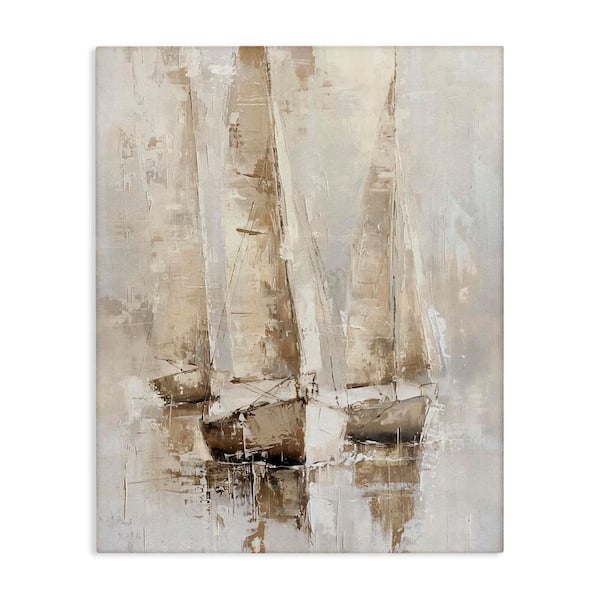 Rustic Gradient Sailboats by Nina Blue Unframed Coastal Graphic Art Print 48 in. x 36 in.