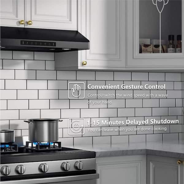 VIKIO 30 in. 900CFM Ducted Under Cabinet Range Hood in Black