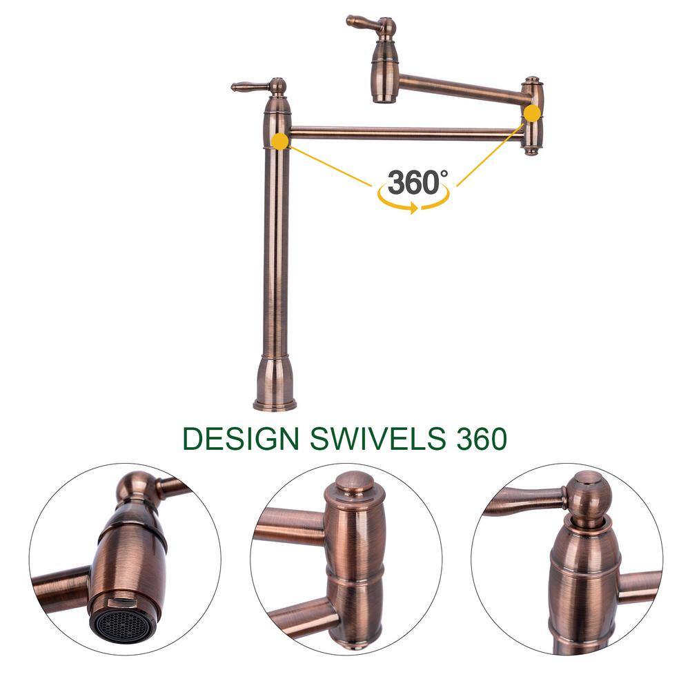 Antique Copper Dual Handle Gooseneck Kitchen Faucet