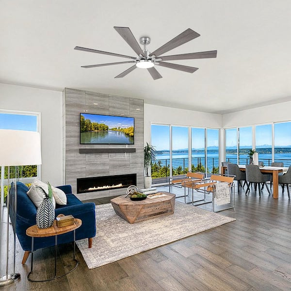 72 in. Indoor Integrated LED Sand Nickel DC Motor Ceiling Fan with Light and Remote Control