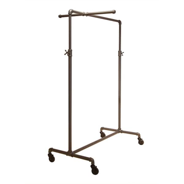 Econoco Pipeline Adjustable Gray Metal Rolling Clothes Rack 41 in. W x 72 in. H with One Crossbar