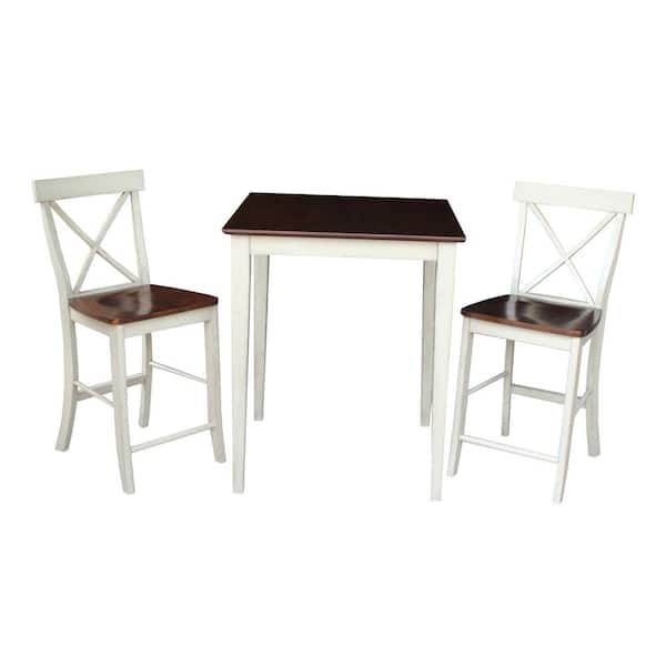 International Concepts X-Back 3-Piece Almond and Espresso Bar Table Set