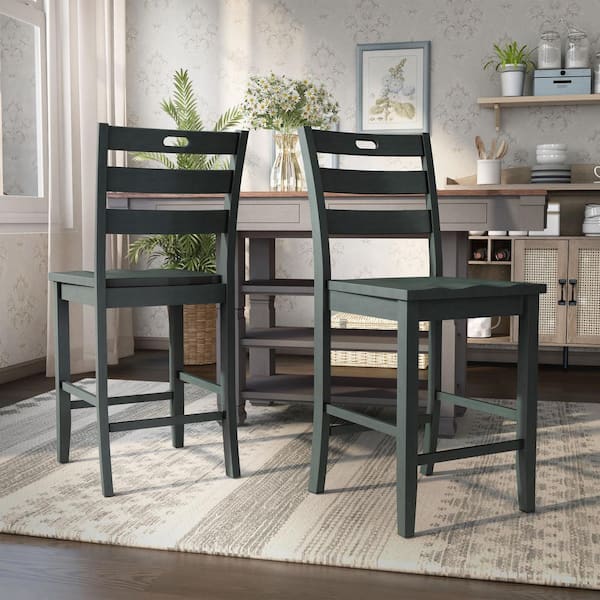 Quin Antique Gray Wood Counter Height Side Dining Chair (Set of 2)
