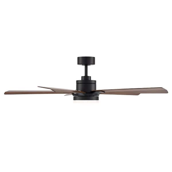 Radiant 56 in. Smart Indoor/Outdoor Matte Black/Distressed Koa Standard Downrod Ceiling Fan 5CCT LED K5 Crystal Shards