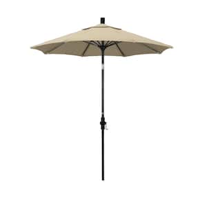 7.5 ft. Matted Black Aluminum Market Patio Umbrella Fiberglass Ribs and Collar Tilt in Antique Beige Sunbrella