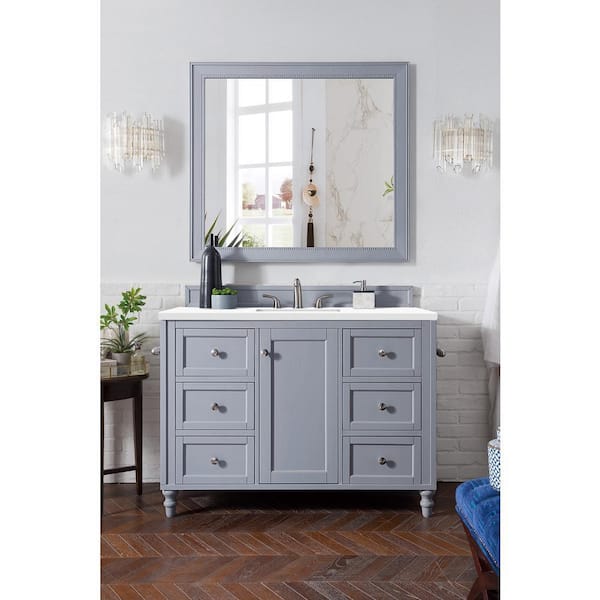 James Martin Vanities Copper Cove Encore 48 in. W  x  23.5 in.D x 36.3 in.H Single Bath Vanity in Silver Gray w/ Quartz Top in Classic White
