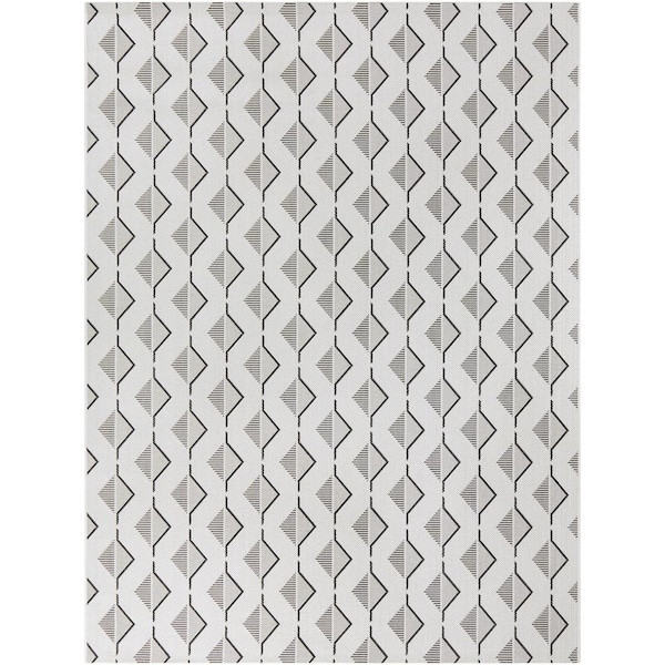 Hampton Bay Twisted Rope Ivory 5 ft. x 7 ft. Geometric Indoor/Outdoor Patio Area Rug