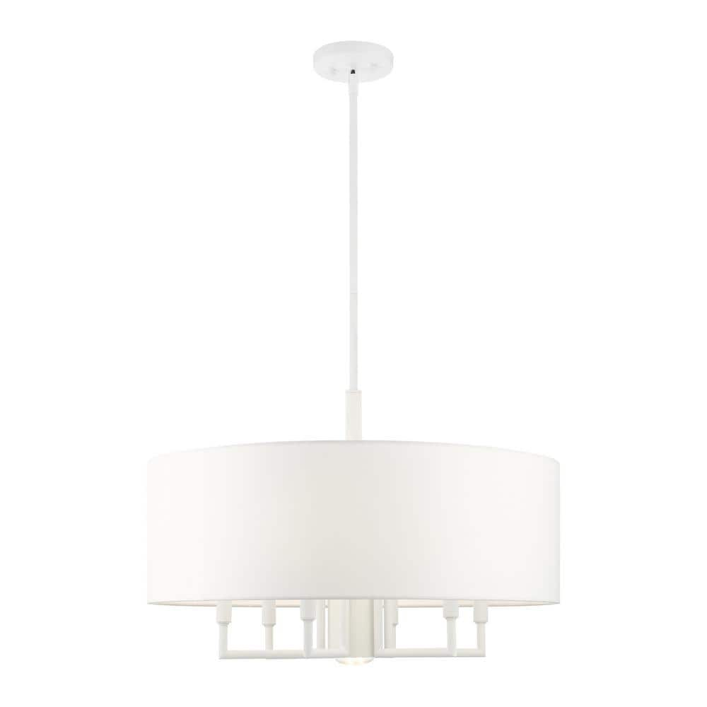 Livex Lighting Meridian 7 Light White Pendant Chandelier 49376-03 - The ...