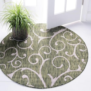 Outdoor Curl Green 4 ft. x 4 ft. Round Area Rug