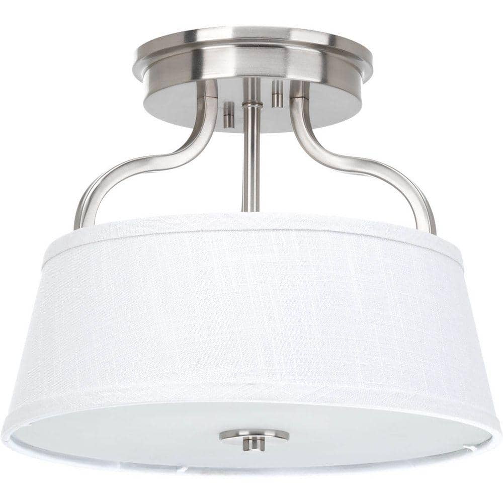 Brushed Nickel Drum Semi-Flush Convertible Light