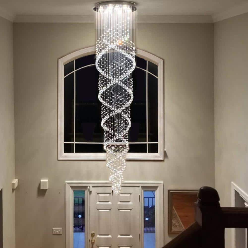 Sima 9-Light Chrome and Crystal Spiral Chandelier