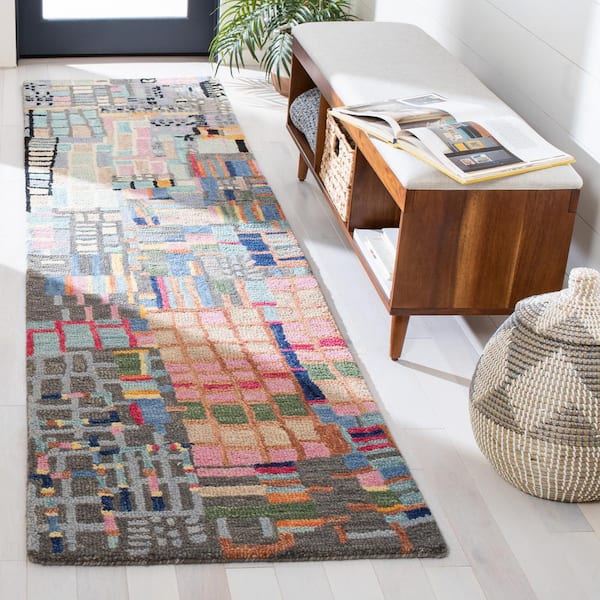 Aspen 2 ft. x 9 ft. Ivory/Black Abstract Runner Rug