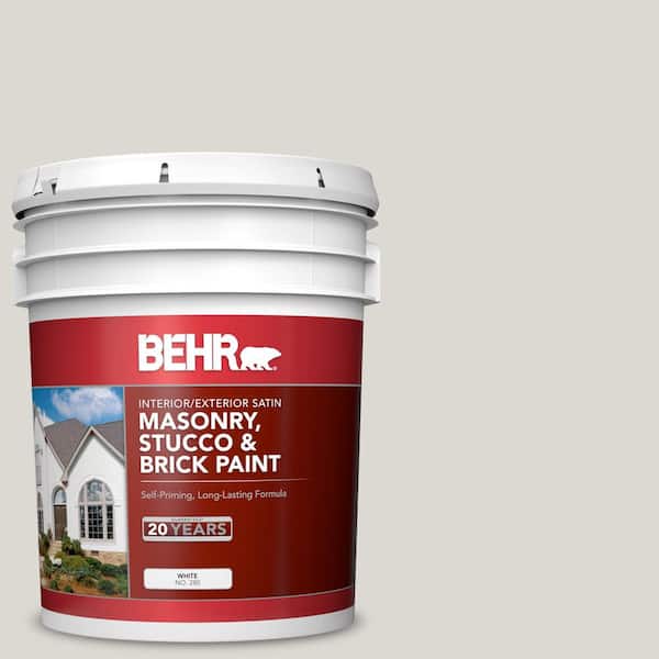 BEHR 5 gal. #790C-2 Silver Drop Satin Interior/Exterior Masonry, Stucco and Brick Paint