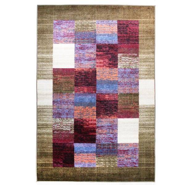 SUPERIOR Lockwood Sage 8 ft. x 10 ft. Rustic Geometric Non-Slip Nylon Area Rug