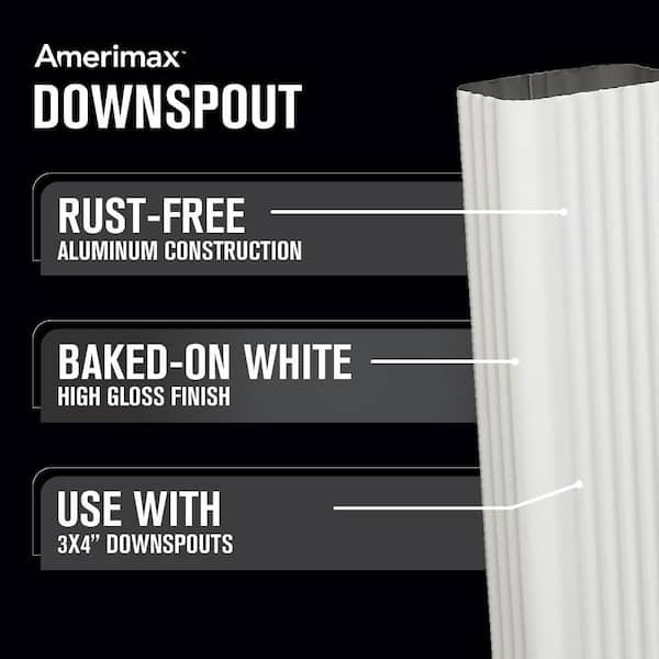 3 in. x 4 in. x 10 ft. High Gloss 80° White Aluminum Downspout