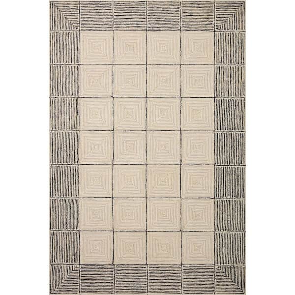 Chris Love Julia Francis Cream / Black 9 ft. 3 in. x 13 ft. Contemporary Area Rug