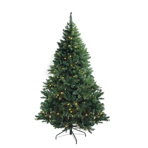 7.5 ft. x 55 in. Pre-Lit Buffalo Fir Medium Artificial Christmas Tree Warm White LED Lights