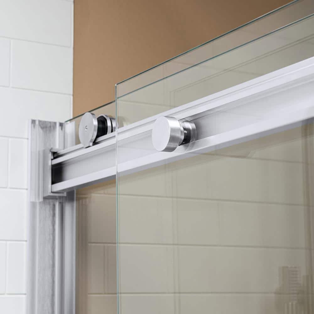 60" Chrome Frameless Sliding Shower Door with Clear Glass