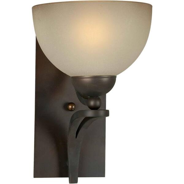 Forte Lighting 1-Light Antique Bronze Sconce with Shaded Umber Glass