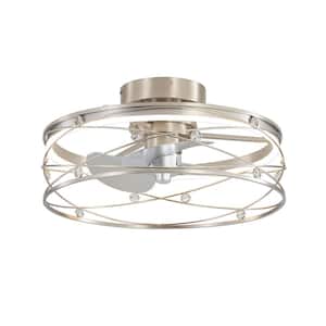 20 in. Integrated LED Indoor Brushed Nickel Modern Caged 6-Speed Ceiling Fan with Light and Remote Control Included