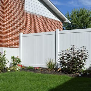 5 in. x 5 in. x 9 ft. White Vinyl Routed Fence Line Post
