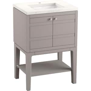 Helst 24 in. W x 18 in. D x 36 in. H Single Sink Freestanding Bath Vanity in Mohair Grey with Quartz Top