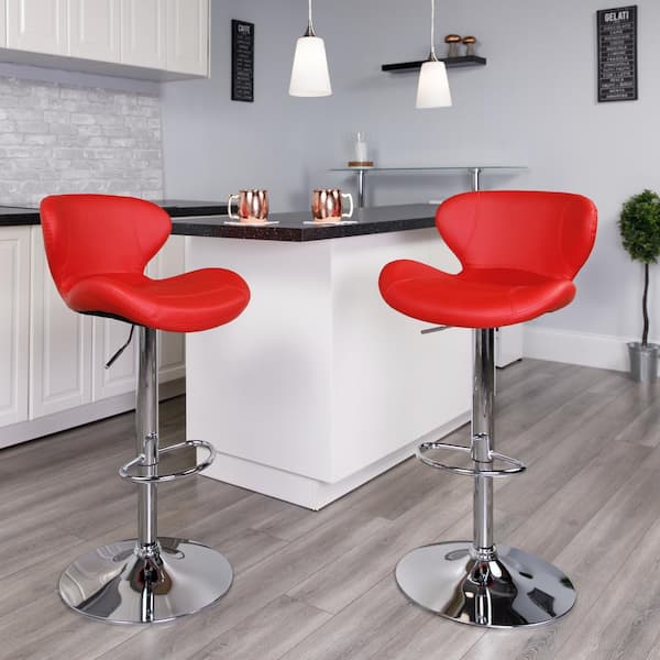 Carnegy Avenue 33 In Red Vinyl Bar, Wine Red Bar Stools