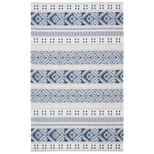 Augustine Navy/Cream 8 ft. x 10 ft. Striped Tribal Area Rug