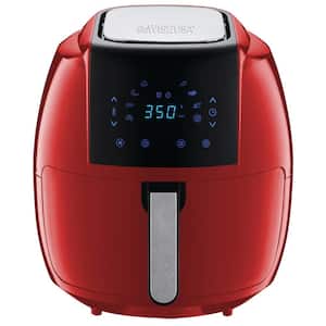 8-in-1 7.0 Qt. Red Electric Air Fryer with Recipe Book