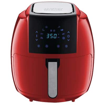 8-in-1 7.0 Qt. Red Electric Air Fryer with Recipe Book