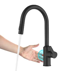 Oletto Touchless Sensor Single-Handle Pull Down Sprayer Kitchen Faucet in Matte Black