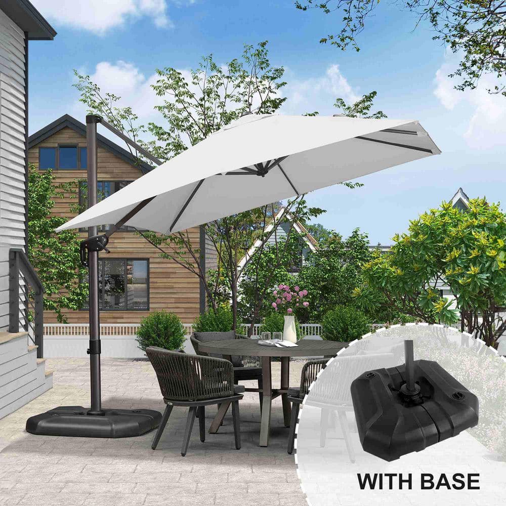 9 ft. Square Aluminum Outdoor Patio Cantilever Umbrella Offset 360° Rotation Umbrella with Base, White price history on PriceWatchPro