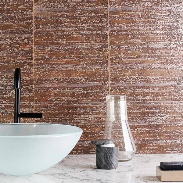 Voyager Textured 12 in. x 48 in. Copper Porcelain Wall Tile (11.62 sq. ft. / 3 pieces / case)