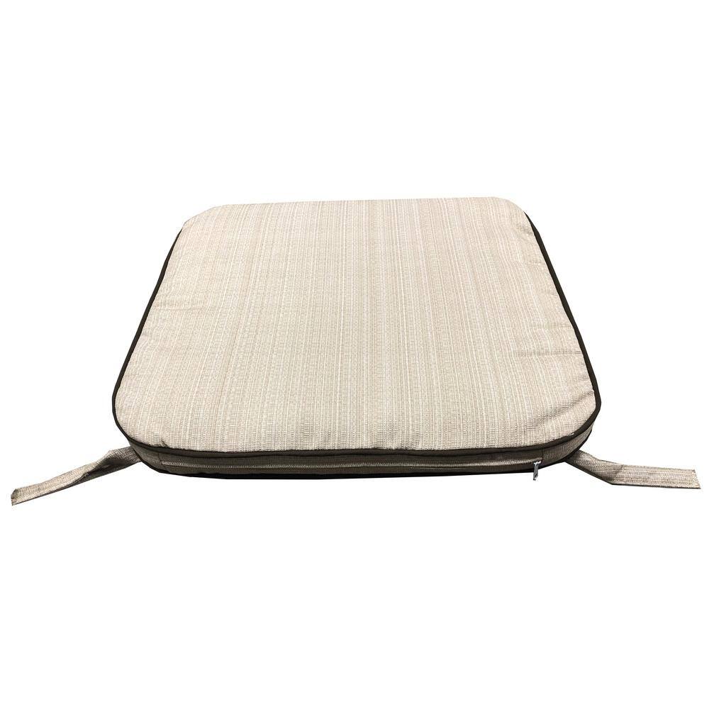 Off-White Polyester Outdoor Patio Dining Chair Cushion with Ties