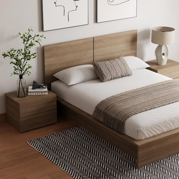 QUEENS NEWBROWN ヘナカラー 3袋set Amazon.com: Nexera 3-Drawer Queen Storage Bed, Natural Maple
