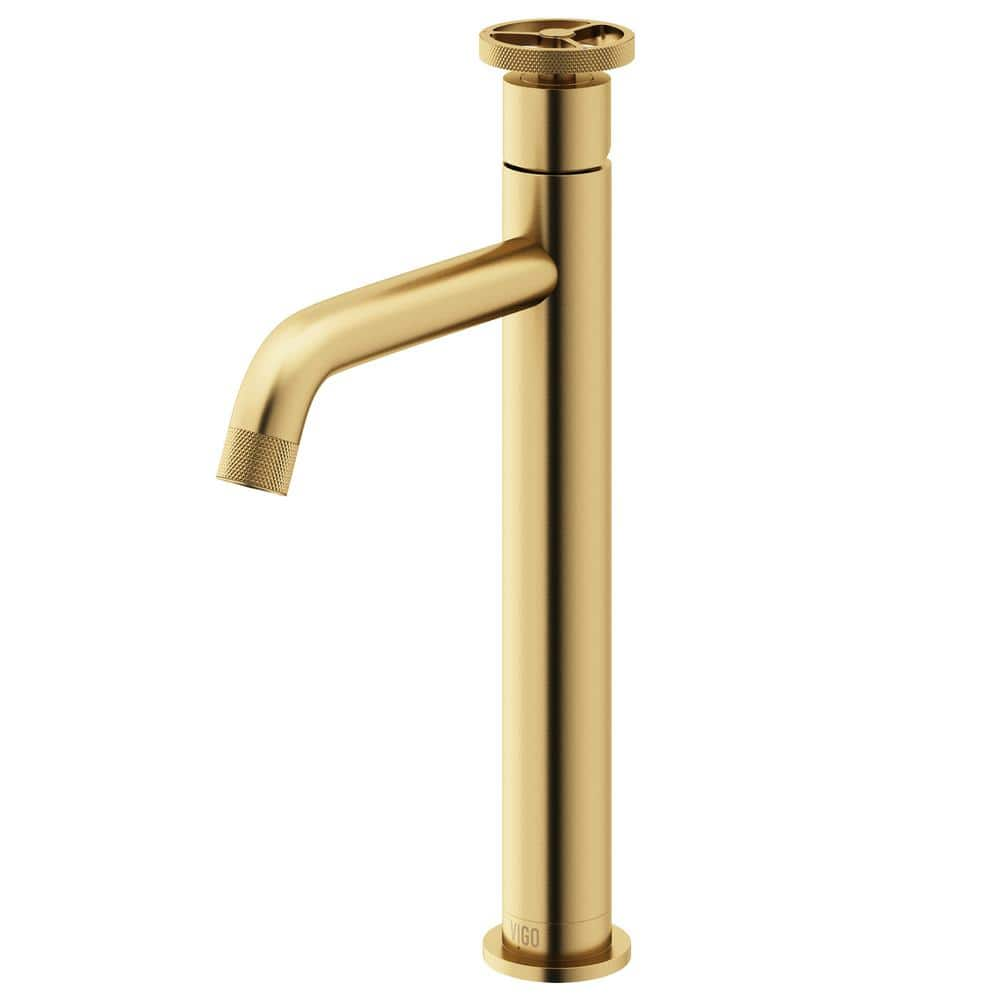 VIGO Cass Single Handle Single-Hole Bathroom Vessel Faucet in Matte Brushed Gold