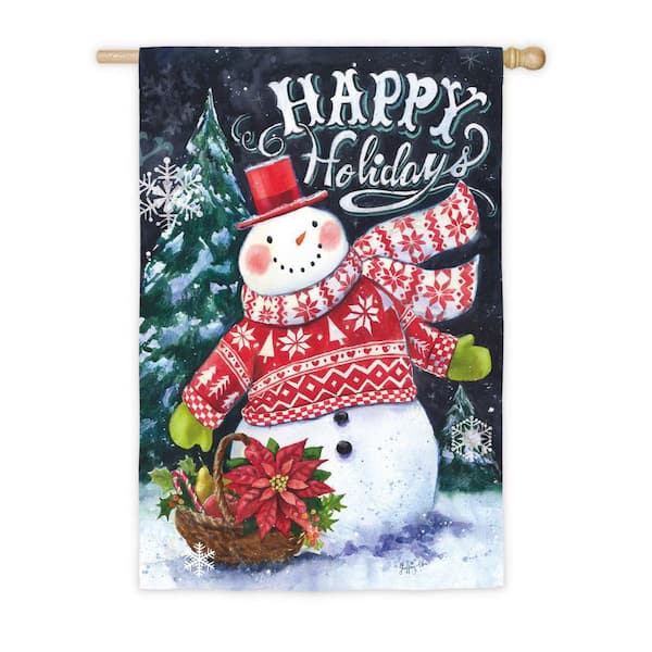 Evergreen 28 in. x 44 in. Norwegian Christmas Snowman and Santa House ...