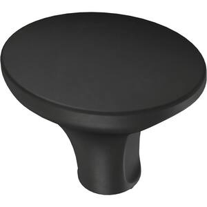 Simply Smooth 1-1/4 in. (32 mm) Matte Black Oval Cabinet Knob (10-Pack)