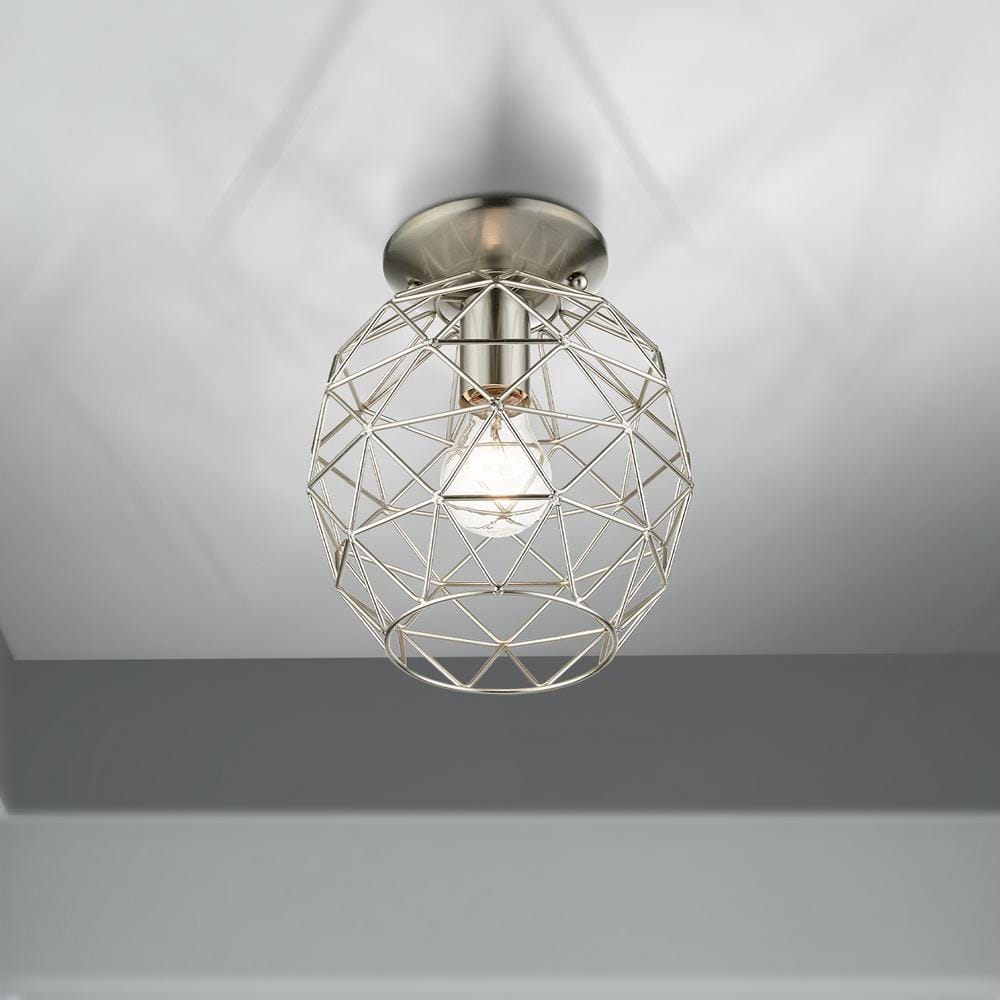 Geometrix Brushed Nickel 8" Contemporary Flush Mount Light