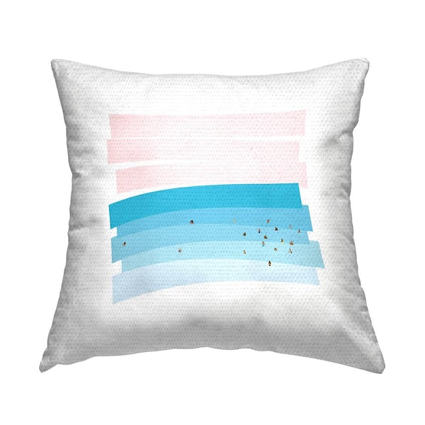 Stupell Industries Abstract Beach Scene People Swimming Geometric Shapes Blue Square Outdoor Throw Pillow