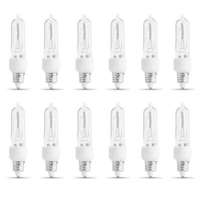 50-Watt Bright White (3000K) T4 Candelabra E11 Base Dimmable Halogen Light Bulb (12-Pack)
