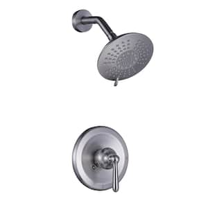 Single Handle 5-Spray Shower Faucet 1.8 GPM with High Pressure Showerhead, Anti Scald in Brushed Nickel (Valve Included)