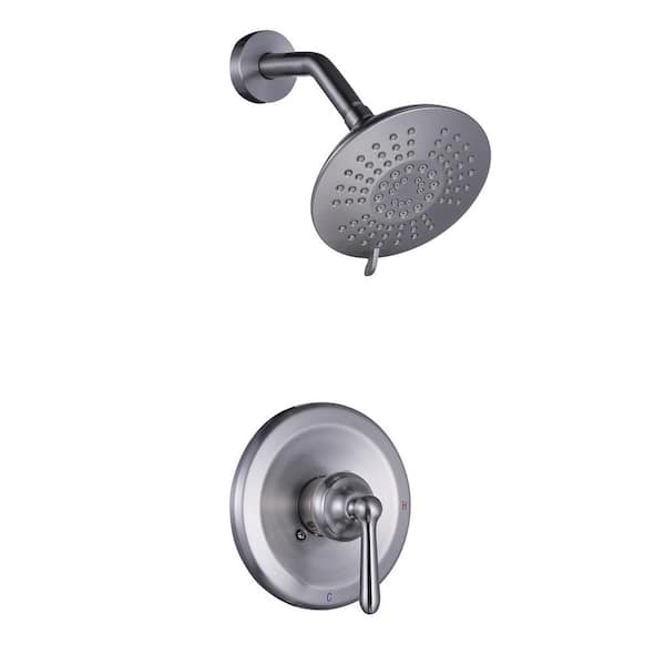 WOWOW Single Handle 5-Spray Shower Faucet 1.8 GPM with High Pressure Showerhead, Anti Scald in Brushed Nickel (Valve Included)
