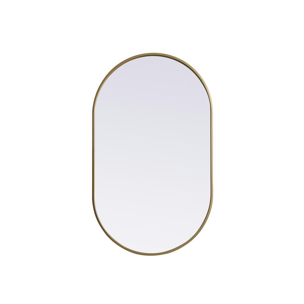 Simply Living 24 in. W x 40 in. H Oval Metal Framed Brass Mirror