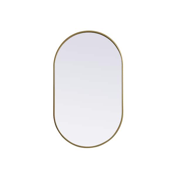 Unbranded Simply Living 24 in. W x 40 in. H Oval Metal Framed Brass Mirror
