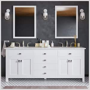 Artemis 60 in. W x 22 in. D x 34 in. H Double Bath Vanity in White with Quartz Top with White Sinks