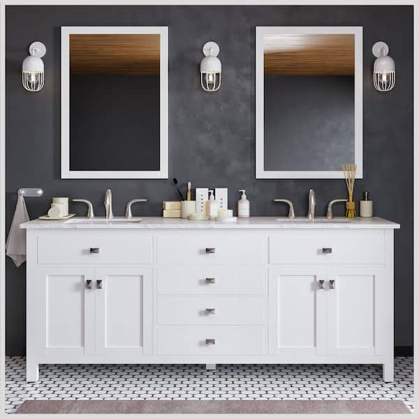 Eviva Artemis 60 in. Double Sink White Bath Vanity with White Engineered Top (Assembled)