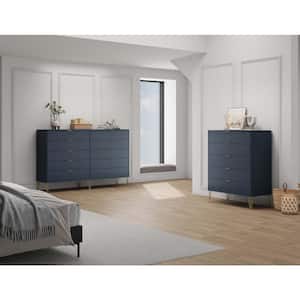 DUMBO Midnight Blue 2-Piece Modern 5-Drawer 35.19 in. Dresser and 10-Drawer 69.68 in. Double Dresser Set